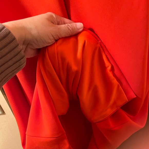 IEENA for Mac Duggal red/orange midi dress with slit - Picture 6 of 6